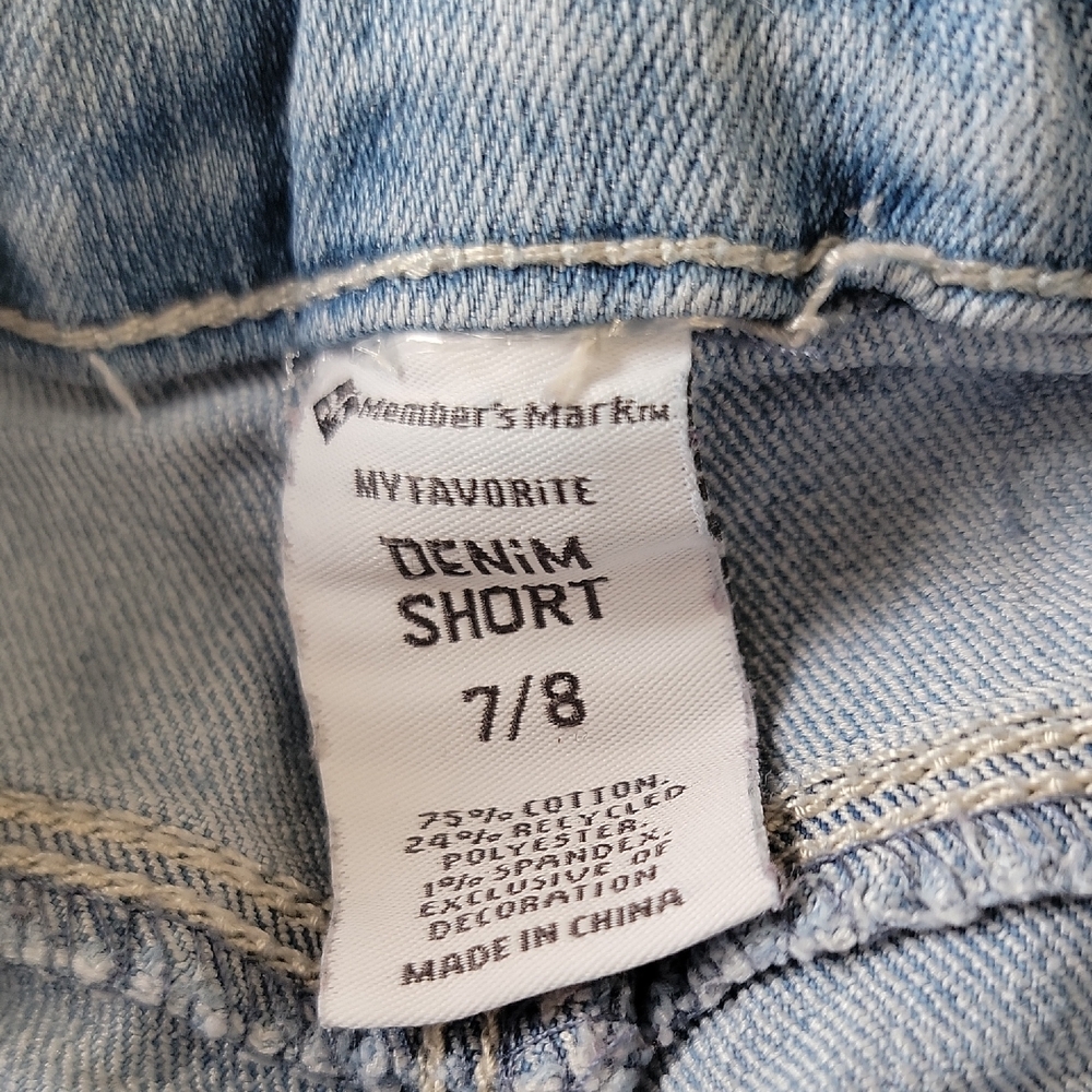 Members Mark Girls Denim Shorts Adjustable Waist Medium Wash Size 8 - Picture 2 of 10